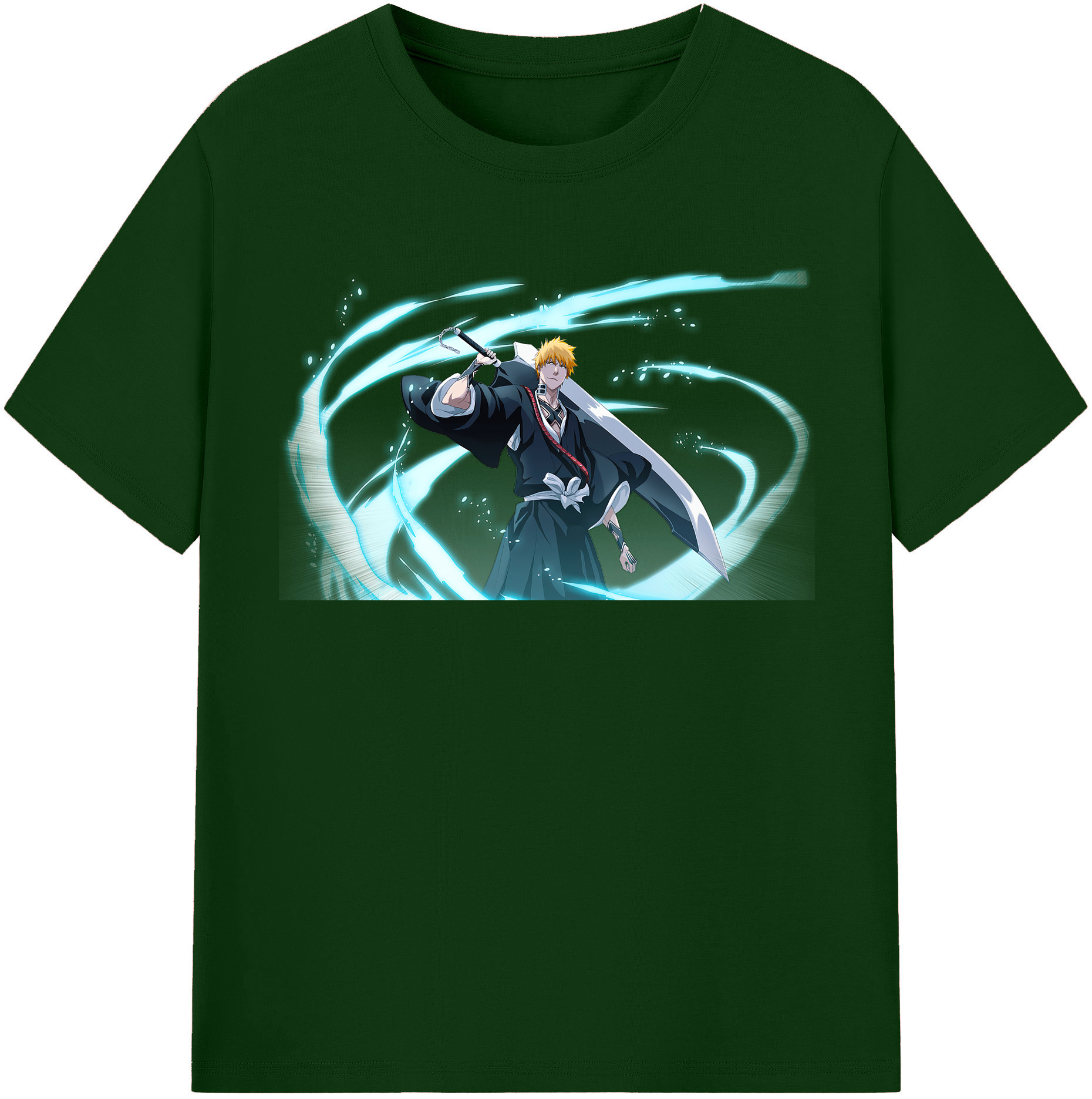（画像用） ブリーチ 黒崎一護（くろさき いちご）BLEACH Kurosaki Ichigo 綿100％半袖Tシャツ（フロントプリント）